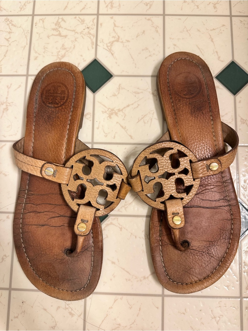 Tory Burch Brown Leather Thong Sandals